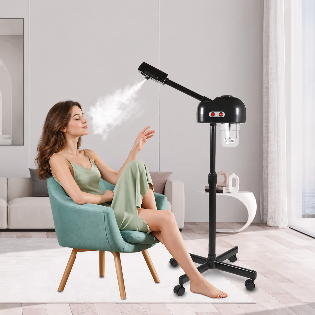 Appareil vapeur visage en situation