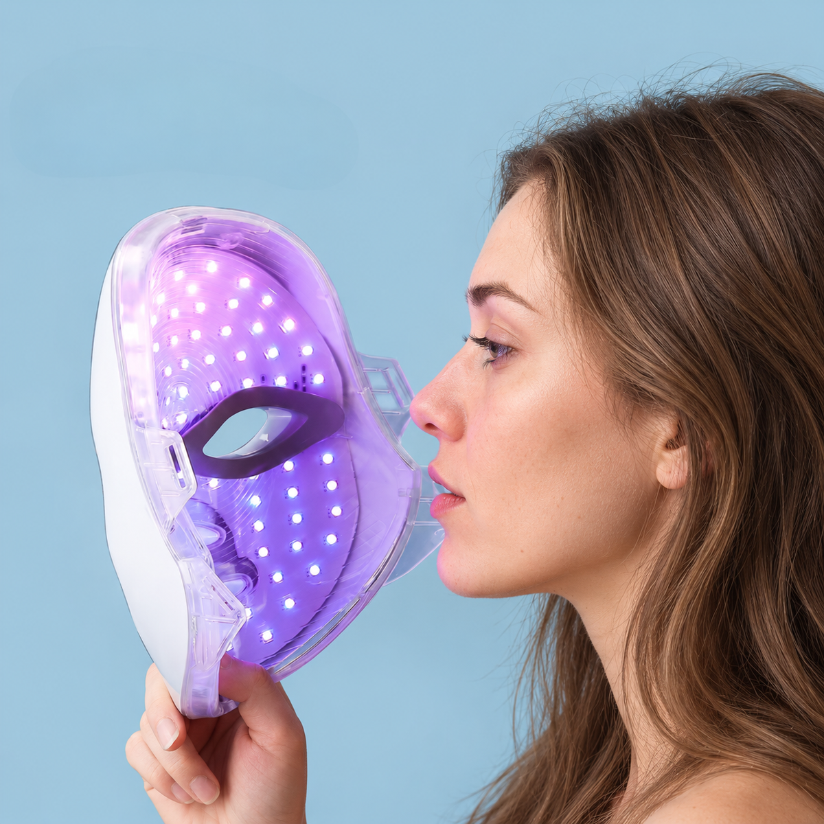 Masque LED visage porté par une femme