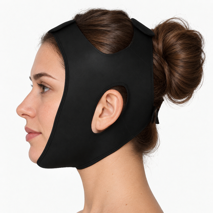Bandeau visage noir porté par une femme